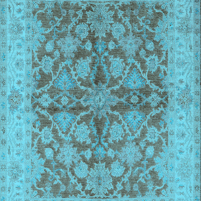 Machine Washable Oriental Light Blue Industrial Rug, wshurb3077lblu