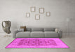 Machine Washable Oriental Pink Industrial Rug in a Living Room, wshurb3077pnk