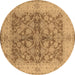 Round Oriental Brown Industrial Rug, urb3077brn