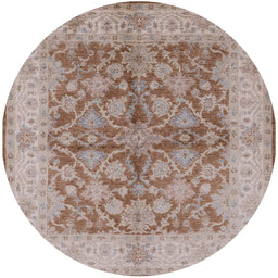 Round Machine Washable Industrial Modern Silver Pink Rug, wshurb3077