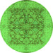 Round Oriental Green Industrial Rug, urb3077grn