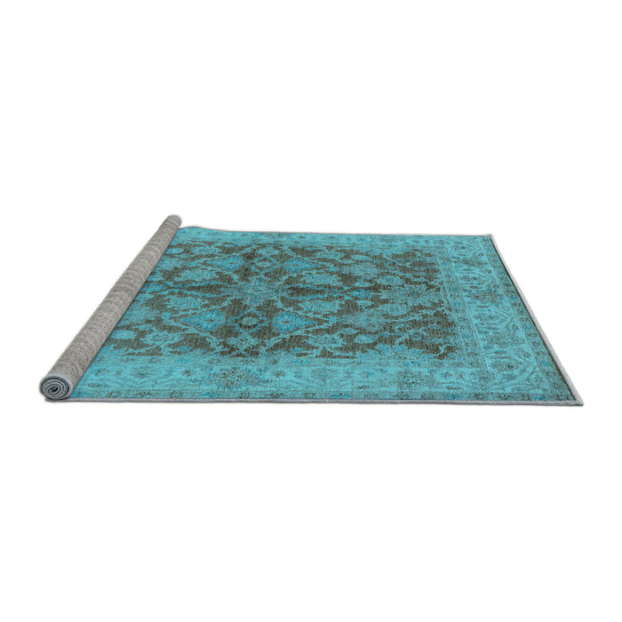 Sideview of Machine Washable Oriental Light Blue Industrial Rug, wshurb3077lblu
