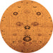 Round Machine Washable Oriental Orange Industrial Area Rugs, wshurb3078org