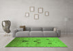 Machine Washable Oriental Green Industrial Area Rugs in a Living Room,, wshurb3078grn