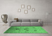 Machine Washable Oriental Emerald Green Industrial Area Rugs in a Living Room,, wshurb3078emgrn