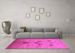 Machine Washable Oriental Pink Industrial Rug in a Living Room, wshurb3078pnk