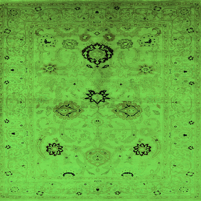 Square Oriental Green Industrial Rug, urb3078grn