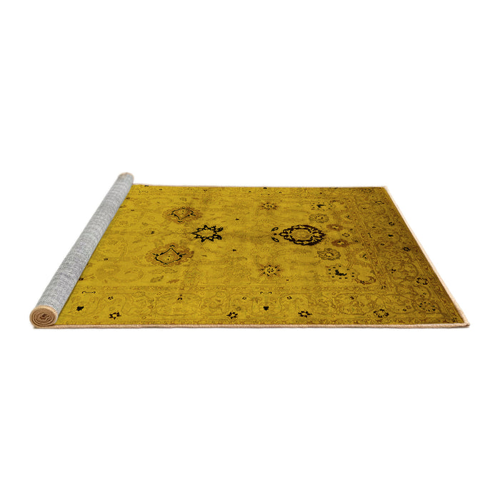 Sideview of Machine Washable Oriental Yellow Industrial Rug, wshurb3078yw