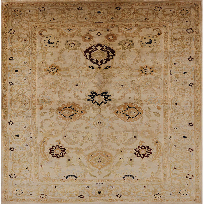 Square Mid-Century Modern Light Brown Oriental Rug, urb3078