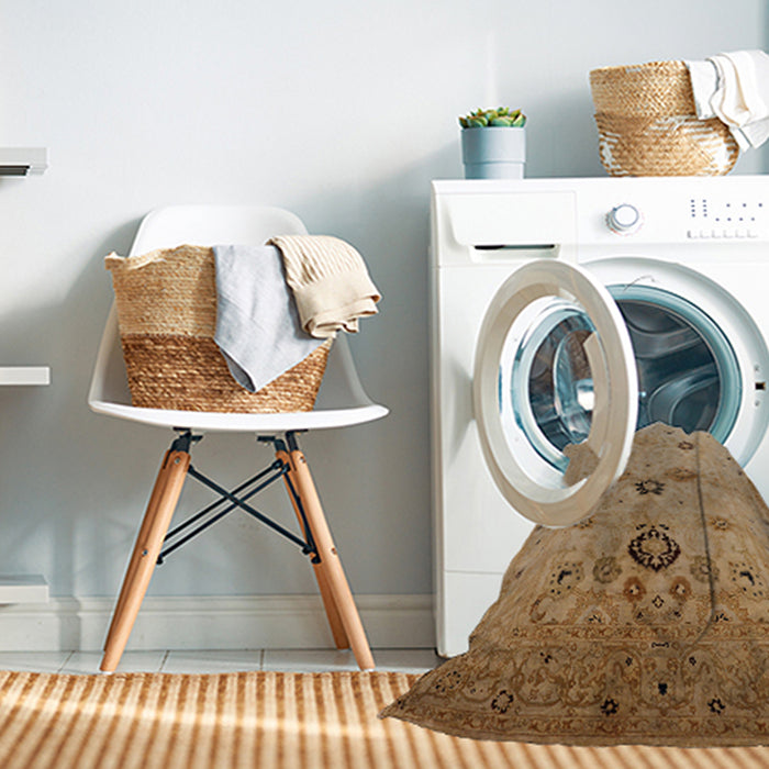 Machine Washable Industrial Modern Light Brown Rug in a Washing Machine, wshurb3078