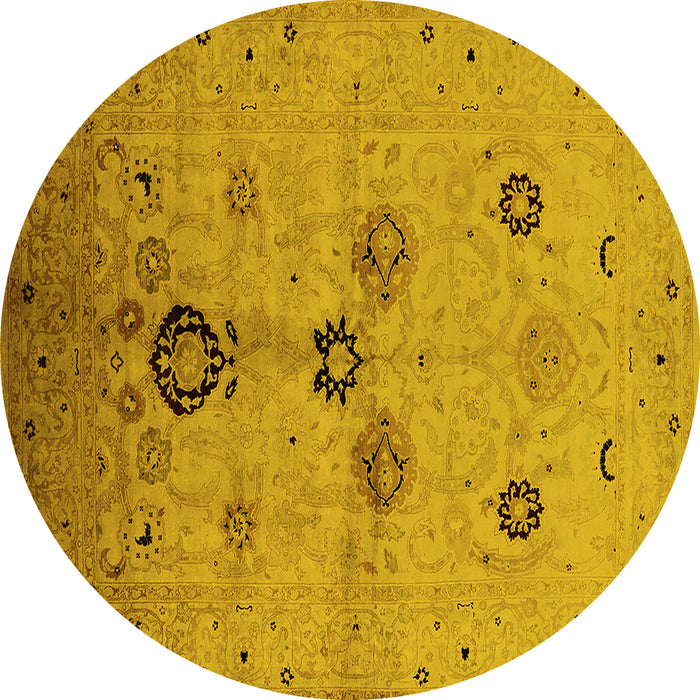 Round Oriental Yellow Industrial Rug, urb3078yw