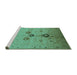 Sideview of Machine Washable Oriental Turquoise Industrial Area Rugs, wshurb3078turq