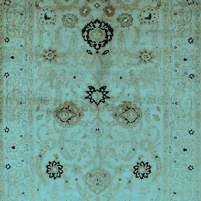 Machine Washable Oriental Light Blue Industrial Rug, wshurb3078lblu
