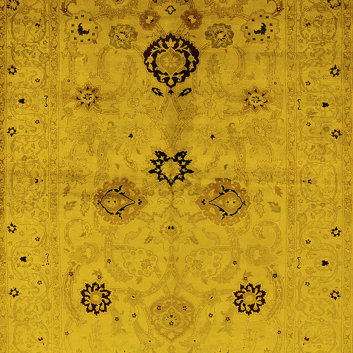 Machine Washable Oriental Yellow Industrial Rug, wshurb3078yw