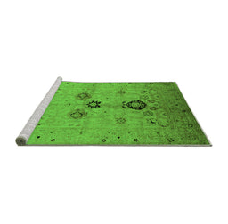 Sideview of Machine Washable Oriental Green Industrial Area Rugs, wshurb3078grn