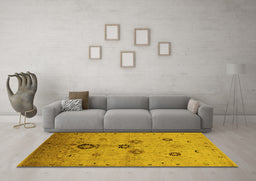 Machine Washable Oriental Yellow Industrial Rug in a Living Room, wshurb3078yw