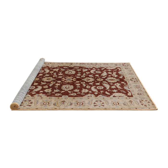 Sideview of Machine Washable Industrial Modern Brown Red Rug, wshurb3079