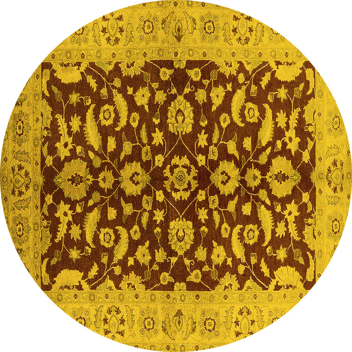 Round Machine Washable Oriental Yellow Industrial Rug, wshurb3079yw