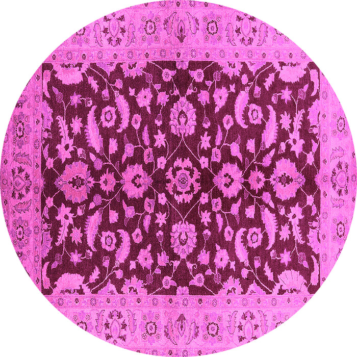 Round Machine Washable Oriental Pink Industrial Rug, wshurb3079pnk