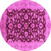 Round Machine Washable Oriental Pink Industrial Rug, wshurb3079pnk