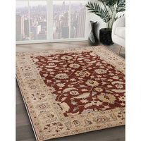 Mid-Century Modern Brown Red Oriental Rug, urb3079