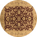 Round Oriental Brown Industrial Rug, urb3079brn