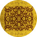 Round Oriental Yellow Industrial Rug, urb3079yw