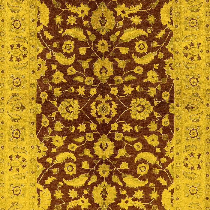 Machine Washable Oriental Yellow Industrial Rug, wshurb3079yw