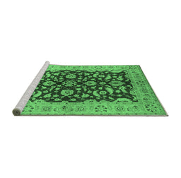 Sideview of Machine Washable Oriental Emerald Green Industrial Area Rugs, wshurb3079emgrn