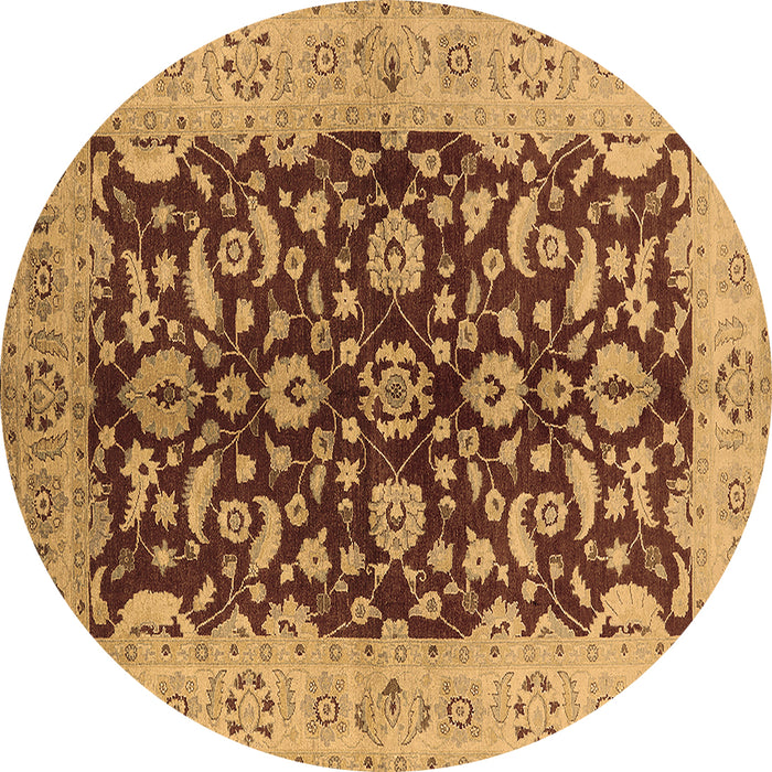 Round Machine Washable Oriental Brown Industrial Rug, wshurb3079brn