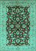 Machine Washable Oriental Turquoise Industrial Area Rugs, wshurb3079turq