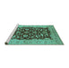 Sideview of Machine Washable Oriental Turquoise Industrial Area Rugs, wshurb3079turq