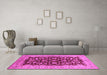 Machine Washable Oriental Pink Industrial Rug in a Living Room, wshurb3079pnk