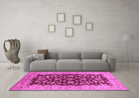 Machine Washable Oriental Pink Industrial Rug, wshurb3079pnk