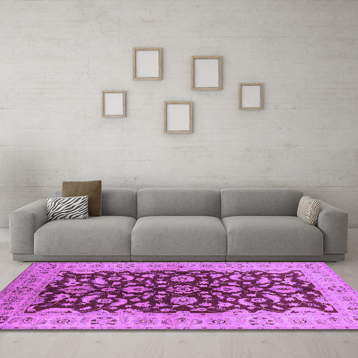 Machine Washable Oriental Purple Industrial Area Rugs in a Living Room, wshurb3079pur