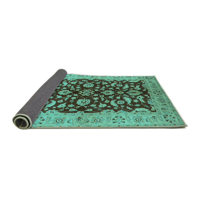 Sideview of Oriental Turquoise Industrial Rug, urb3079turq