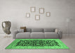 Machine Washable Oriental Emerald Green Industrial Area Rugs in a Living Room,, wshurb3079emgrn