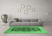 Machine Washable Oriental Emerald Green Industrial Rug, wshurb3079emgrn