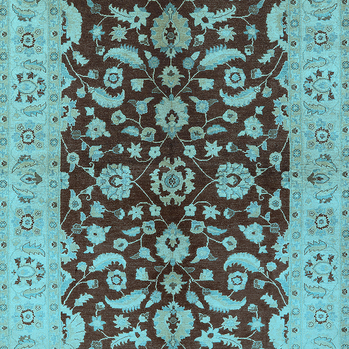 Machine Washable Oriental Light Blue Industrial Rug, wshurb3079lblu