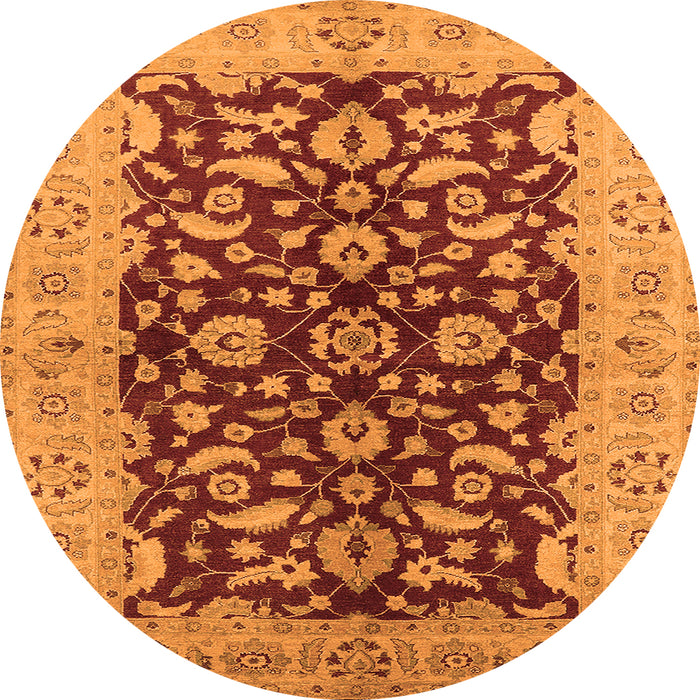 Round Oriental Orange Industrial Rug, urb3079org