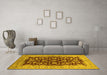 Machine Washable Oriental Yellow Industrial Rug in a Living Room, wshurb3079yw