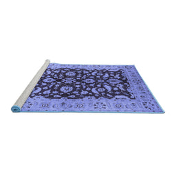 Sideview of Machine Washable Oriental Blue Industrial Rug, wshurb3079blu