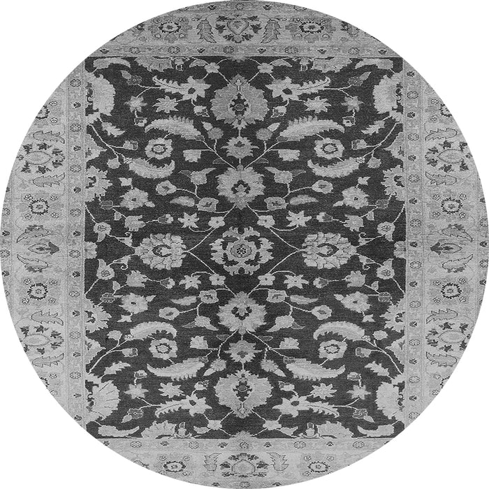 Round Machine Washable Oriental Gray Industrial Rug, wshurb3079gry