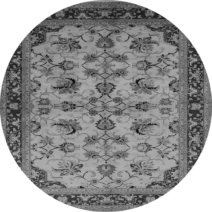 Round Machine Washable Oriental Gray Industrial Rug, wshurb3080gry
