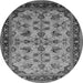 Round Machine Washable Oriental Gray Industrial Rug, wshurb3080gry