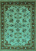 Machine Washable Oriental Turquoise Industrial Area Rugs, wshurb3080turq