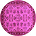 Round Machine Washable Oriental Pink Industrial Rug, wshurb3080pnk