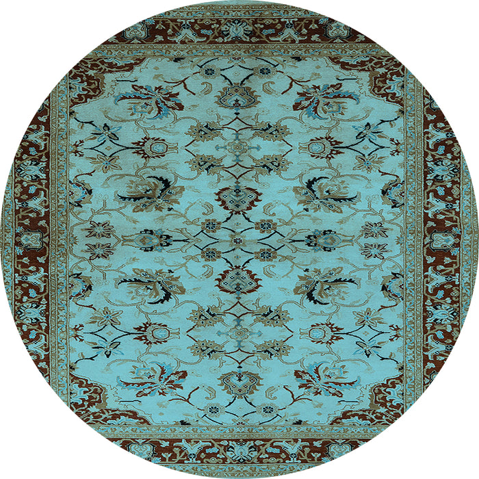 Round Oriental Light Blue Industrial Rug, urb3080lblu