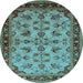 Round Oriental Light Blue Industrial Rug, urb3080lblu