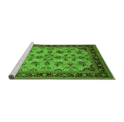 Sideview of Machine Washable Oriental Green Industrial Area Rugs, wshurb3080grn